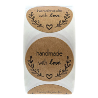 Hand Made With Love Stickers 500 Per Roll