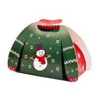 Snowman Green Sweater Treat Box  10.5cm