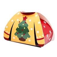 Yellow With Xmas Tree Sweater Treat Box  10.5cm