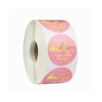 Pink Thank you For Your Order Stickers 500 Per Roll