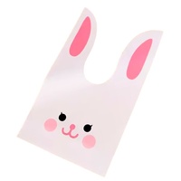 Ear Tie Easter Bunny Bag Pink & White 10 x 17cm 10pcs