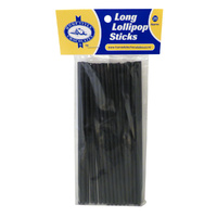 Lollipop Sticks Black Long 150mm - 25 Pack