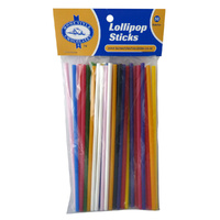 Lollipop Sticks Mixed Colours Long 150mm - 50 Pack