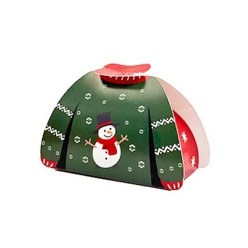 Snowman Green Sweater Treat Box  10.5cm