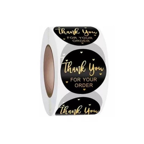 Black Thank you For Your Order Stickers 500 Per Roll