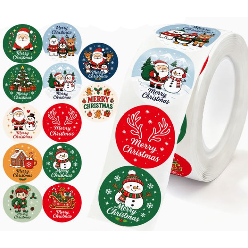 Xmas Stickers 500 Per Roll 2.5cm