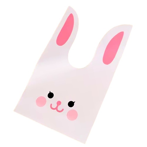 Ear Tie Easter Bunny Bag Pink & White 10 x 17cm 10pcs