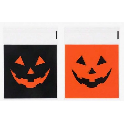 Self Adhesive Black & Orange Halloween Bag 10 x 13cm 20pcs