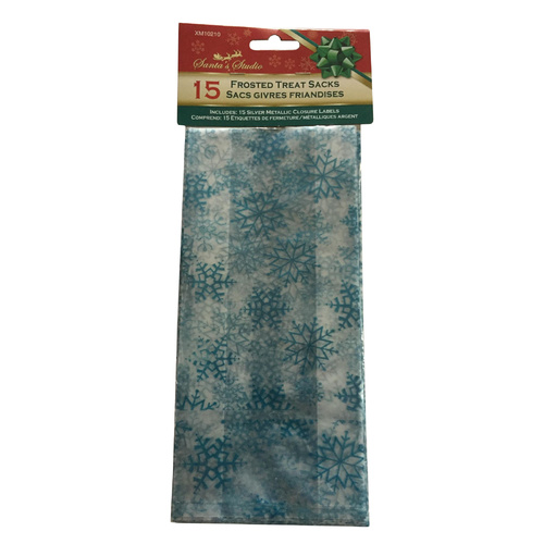 Snowflake Cellophane Bag 10cm x 21cm 15pcs