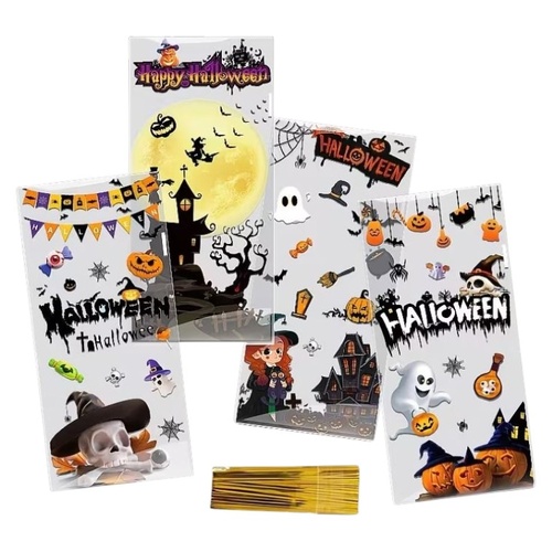 Halloween Bags Ghost/Witch/Skull/House 12.5 x 27.5cm 10pcs